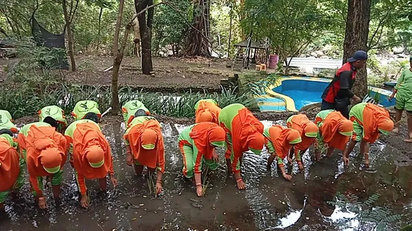 Edukasi lingkungan: Siswa belajar cara menanam sebagai bagian dari program outbound