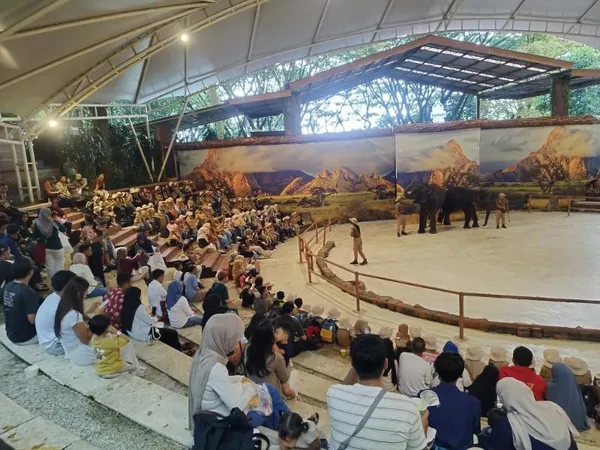 Spot foto menarik di landmark Taman Safari untuk dokumentasi kenang-kenangan sekolah